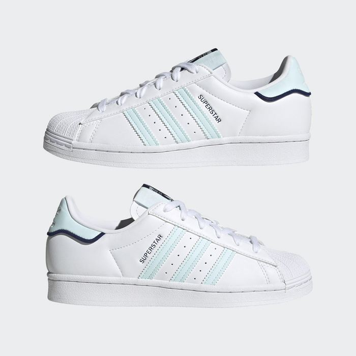 Adidas Women's Superstar Shoes - White / Almost Blue Adidas Women's Superstar Shoes - White / Almost Blue