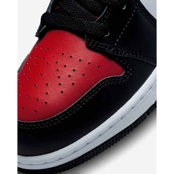 Nike Kid's Jordan 1 Mid GS Shoes - Black / White / Fire Red