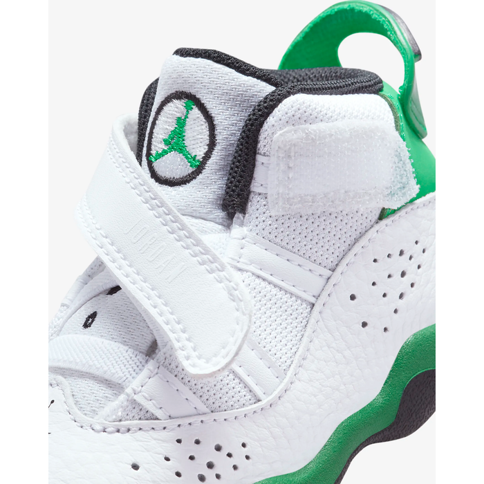 Kid's Jordan 6 Rings TD Shoes - White / Black / Lucky Green