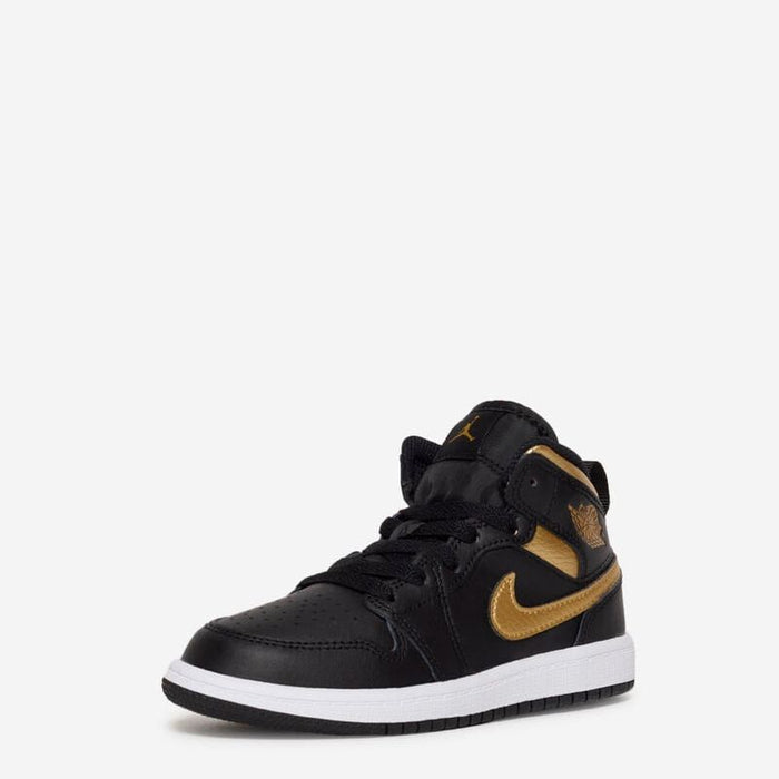 Nike Kid's Air Jordan 1 Mid PS  Shoes - Black / Metallic Gold