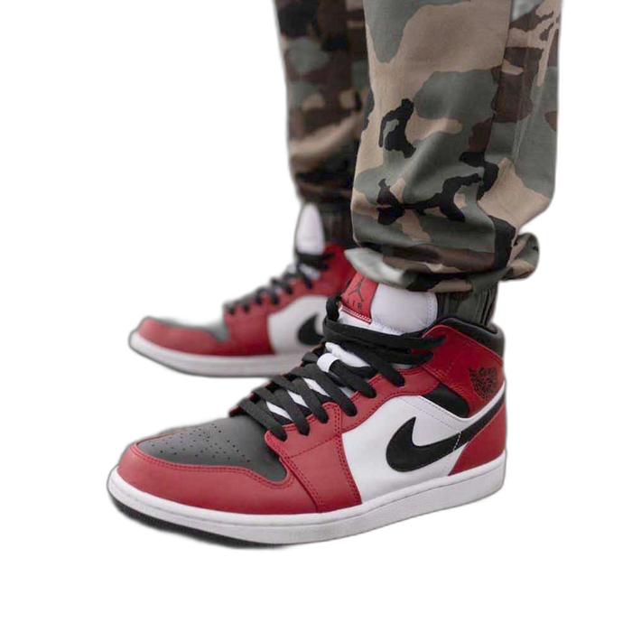 Nike Men's Air Jordan 1 Mid Chicago Black Toe Shoes - White / Black / Gym Red - Just For Sports