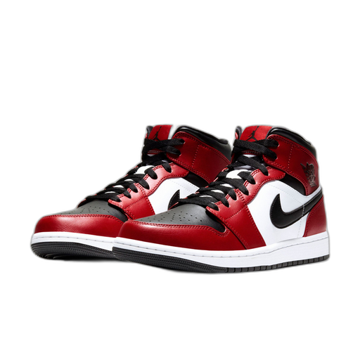 Nike Men's Air Jordan 1 Mid Chicago Black Toe Shoes - White / Black / Gym Red - Just For Sports