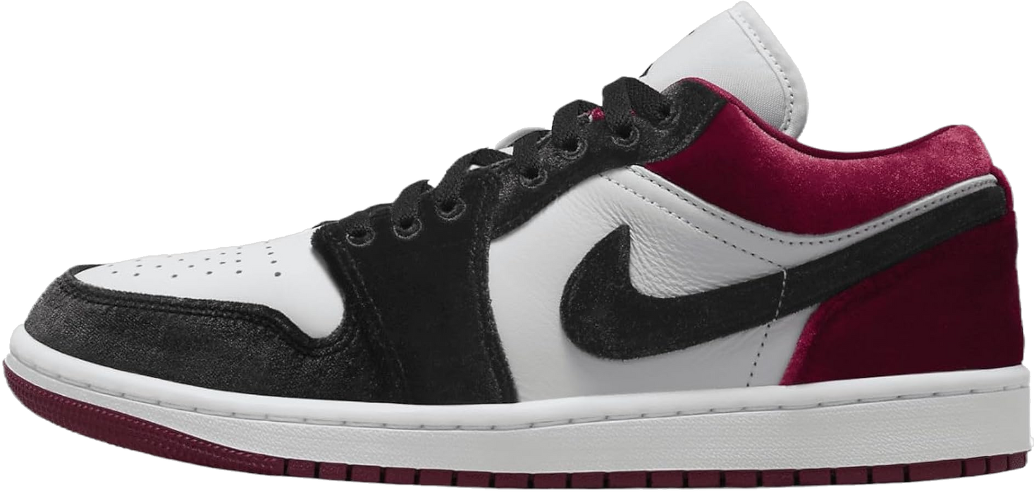 Nike Women's Jordan 1 Low Se Velvet Black Toe Shoes - Black / White / Team Red / Black - Just For Sports