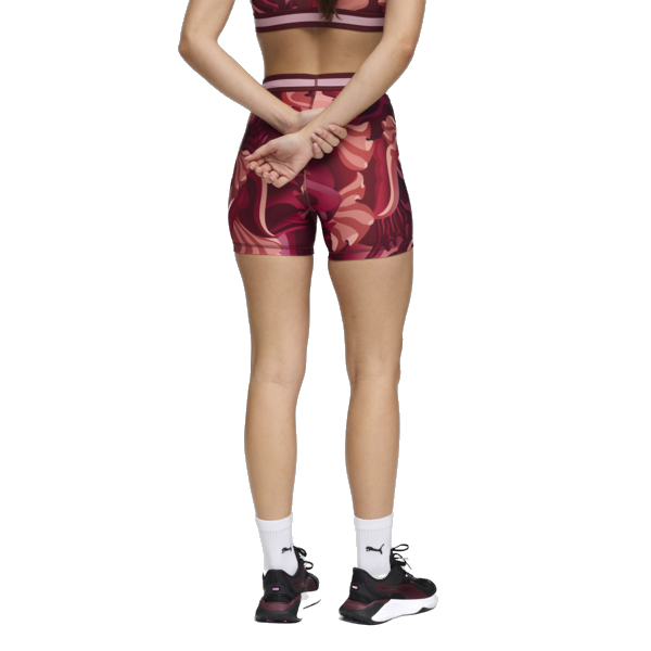 Puma Women's Strong Floral Ribbon Short Tights - Ruby Shimmer - Just For Sports
