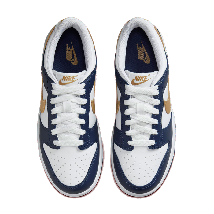 Nike Kids' Dunk Low Shoes - White / Midnight Navy / Wheat