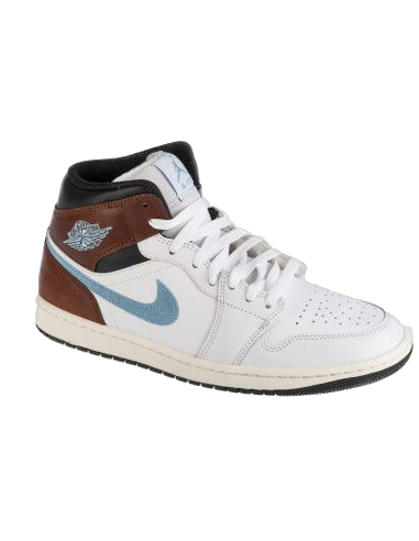 Nike Men's Air Jordan 1 Mid Se Shoes - White / Blue Grey / Black / Sail - Just For Sports