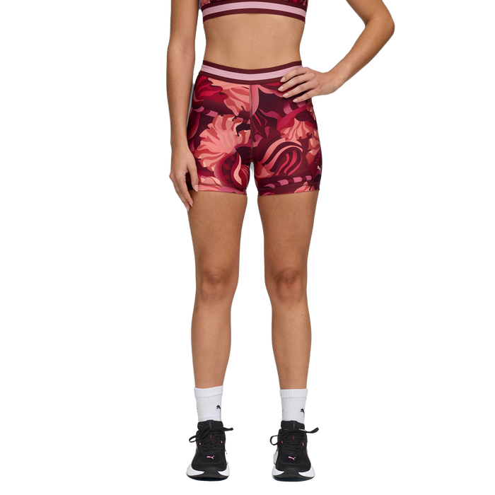 Puma Women's Strong Floral Ribbon Short Tights - Ruby Shimmer - Just For Sports
