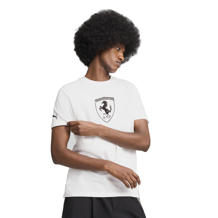 Puma Men's Ferrari Race Tonal Big Shield Tee Apparel - Puma White - Just For Sports