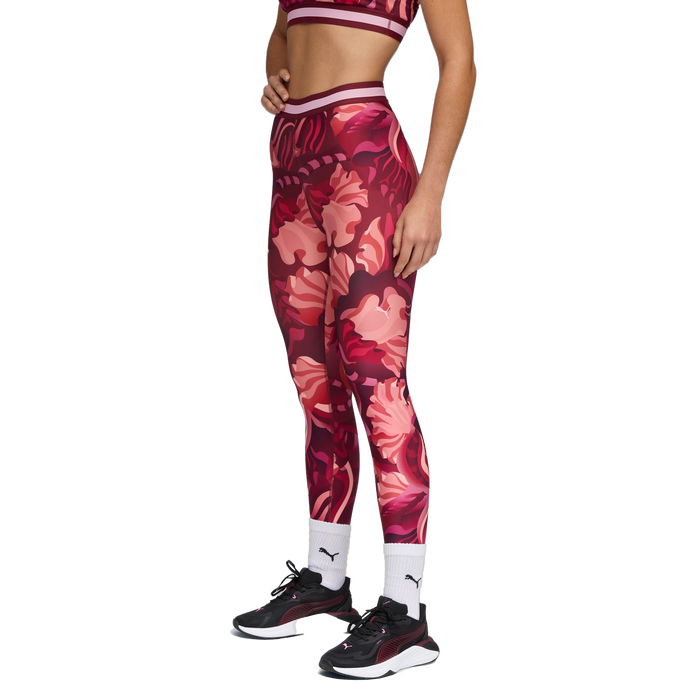 Puma Women's Strong Floral Ribbon Tight Leggings - Red - Just For Sports