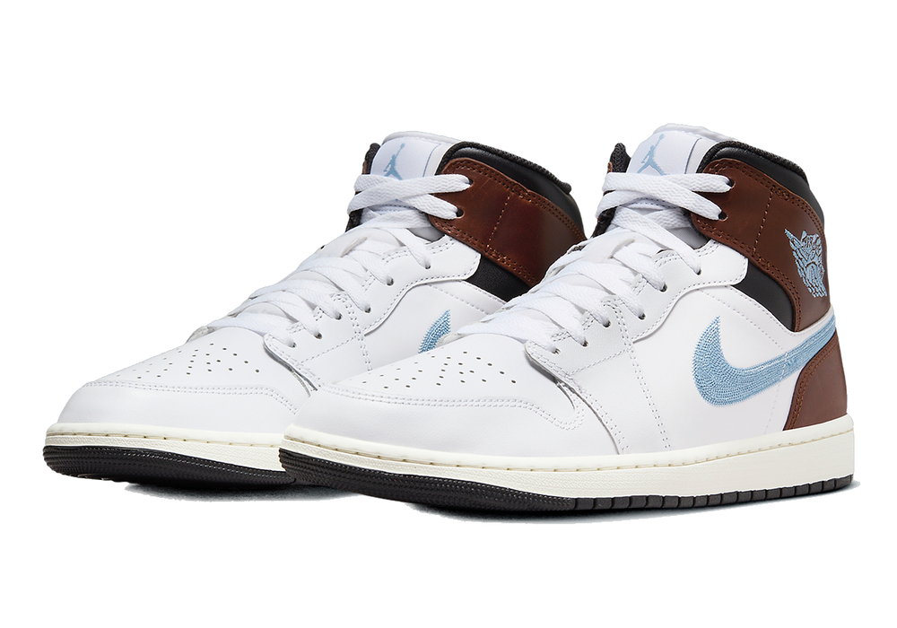 Nike Men's Air Jordan 1 Mid Se Shoes - White / Blue Grey / Black / Sail - Just For Sports