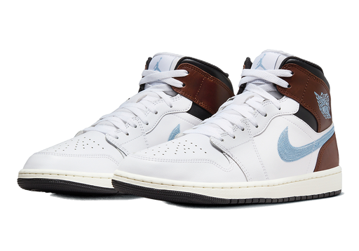 Nike Men's Air Jordan 1 Mid Se Shoes - White / Blue Grey / Black / Sail - Just For Sports