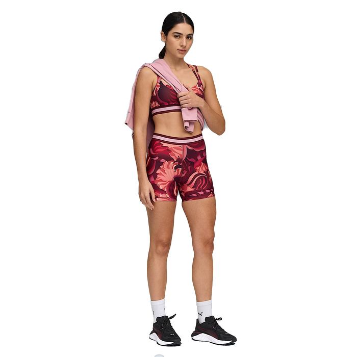 Puma Women's Strong Floral Ribbon Short Tights - Ruby Shimmer - Just For Sports