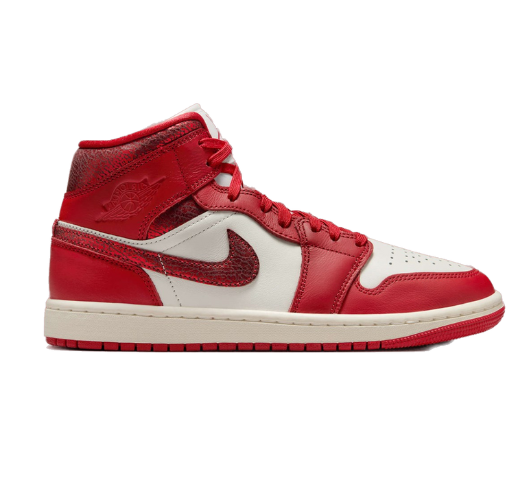Nike Women's Air Jordan 1 Mid Se Shoes - Sail / Team Red / Varsity Red - Just For Sports