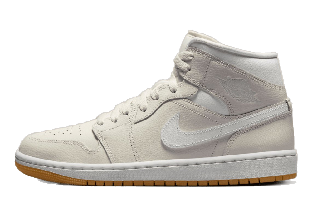 Nike Women's Air Jordan 1 Mid Shoes - Phantom / Gum Light Brown / White - Just For Sports