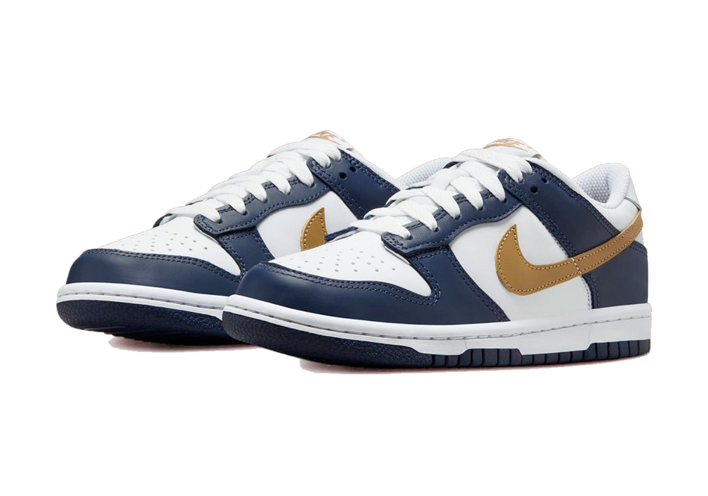 Nike Kids' Dunk Low Shoes - White / Midnight Navy / Wheat