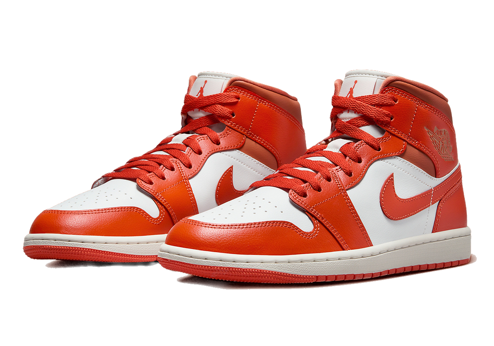 Nike Women's Air Jordan 1 Mid Shoes - Summit White / Amber Brown / Cosmic Clay - Just For Sports