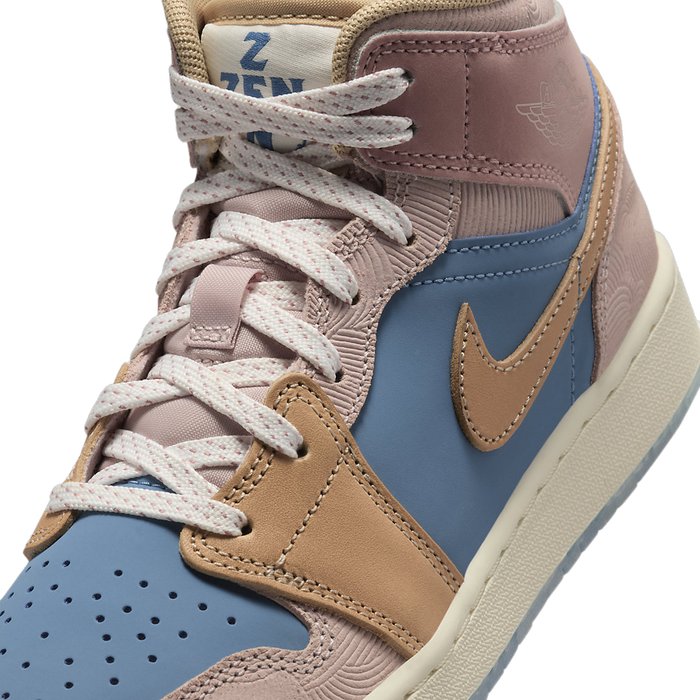 Nike Kids' Air Jordan 1 Mid Shoes - Aegean Storm / Hemp-Pink Oxford / Red Stardust / Sail / Sesame