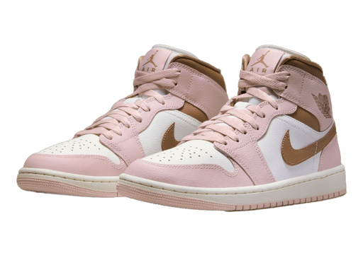 Nike Women's Air Jordan 1 Mid Shoes - Pink Oxford / Sail / Archaeo Brown - Just For Sports