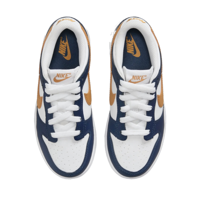 Nike Kids' Dunk Low Shoes - White / Midnight Navy / Wheat