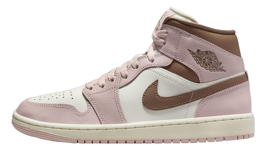 Nike Women's Air Jordan 1 Mid Shoes - Pink Oxford / Sail / Archaeo Brown - Just For Sports