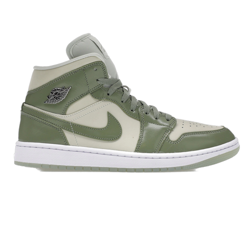 Nike Women's Air Jordan 1 Mid Se Shoes - Sea Glass / Oil Green / Metallic Silver - Just For Sports