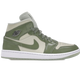 Nike Women's Air Jordan 1 Mid Se Shoes - Sea Glass / Oil Green / Metallic Silver