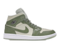 Nike Women's Air Jordan 1 Mid Se Shoes - Sea Glass / Oil Green / Metallic Silver - Just For Sports
