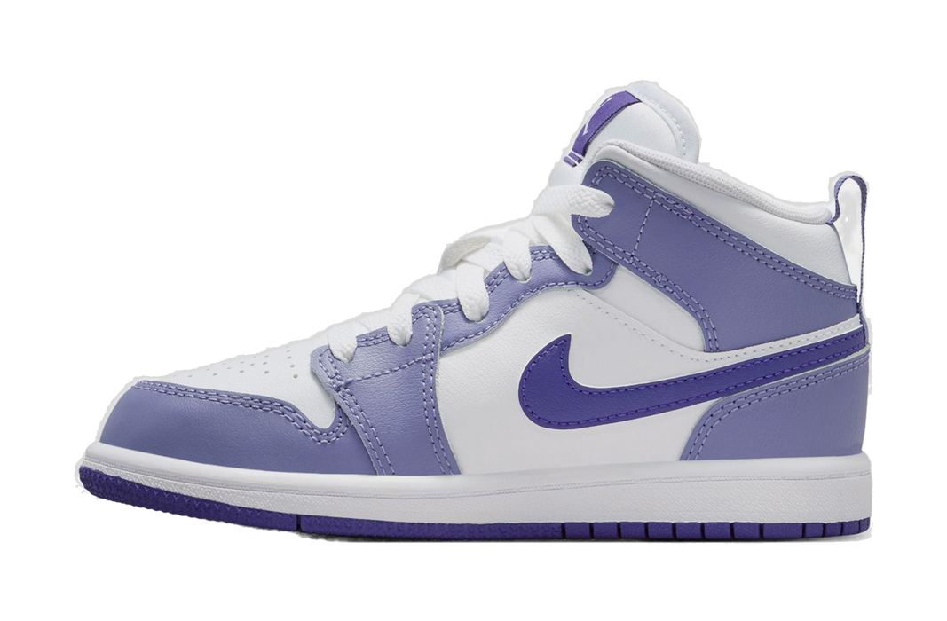 Nike Kids' Air Jordan 1 Mid Shoes - Dusty Amethyst / White / Court Purple - Just For Sports