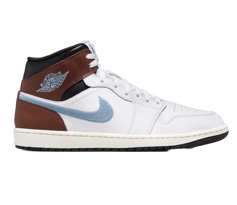 Nike Men's Air Jordan 1 Mid Se Shoes - White / Blue Grey / Black / Sail - Just For Sports