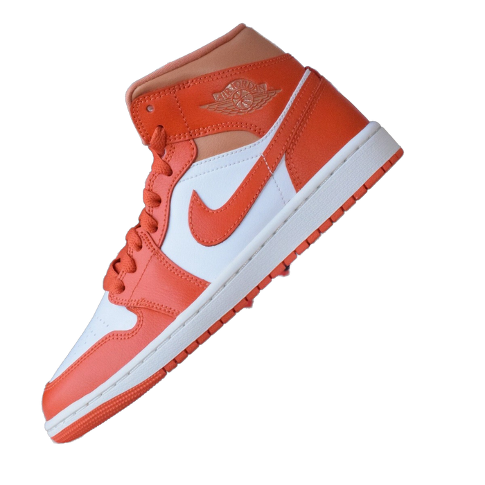 Nike Women's Air Jordan 1 Mid Shoes - Summit White / Amber Brown / Cosmic Clay - Just For Sports