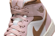 Nike Women's Air Jordan 1 Mid Shoes - Pink Oxford / Sail / Archaeo Brown - Just For Sports