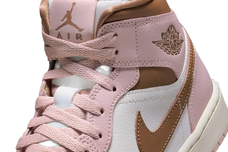 Nike Women's Air Jordan 1 Mid Shoes - Pink Oxford / Sail / Archaeo Brown - Just For Sports