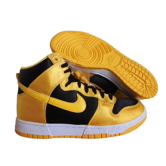 Nike Women's Dunk High Satin Goldenrod Shoes - Black / Varsity Maize / White - Just For Sports