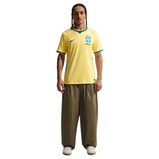 Nike Men's Brazil 2026 Stadium Home Dri-Fit Soccer Jersey Apparel - Canary / Light Menta / Geode Teal - Just For Sports