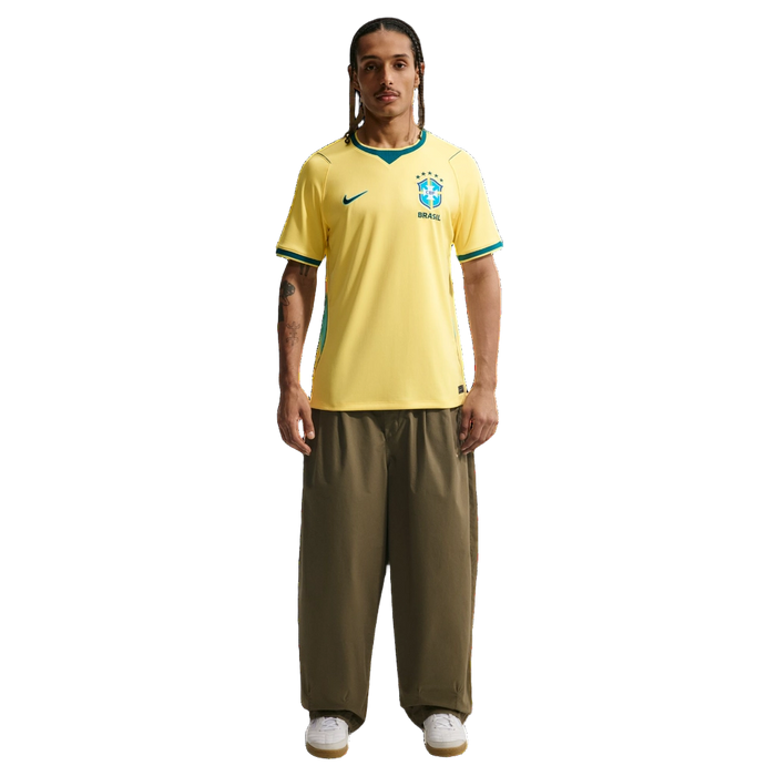 Nike Men's Brazil 2026 Stadium Home Dri-Fit Soccer Jersey Apparel - Canary / Light Menta / Geode Teal - Just For Sports