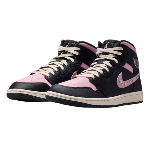 Nike Women's Jordan 1 Mid Se Iced Carmine Shoes - Anthracite / Metallic Silver / Iced Carmine / Sail / Coconut Milk - Just For Sports
