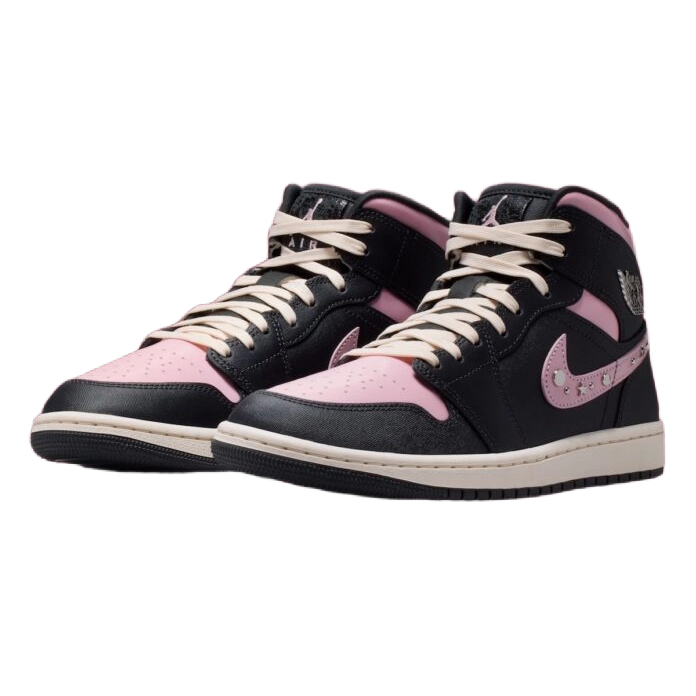 Nike Women's Jordan 1 Mid Se Iced Carmine Shoes - Anthracite / Metallic Silver / Iced Carmine / Sail / Coconut Milk - Just For Sports