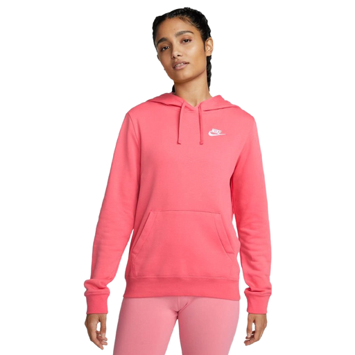 Nike Women's Sportswear Club Fleece Pullover Hoodie Apparel - Sea Coral / White - Just For Sports