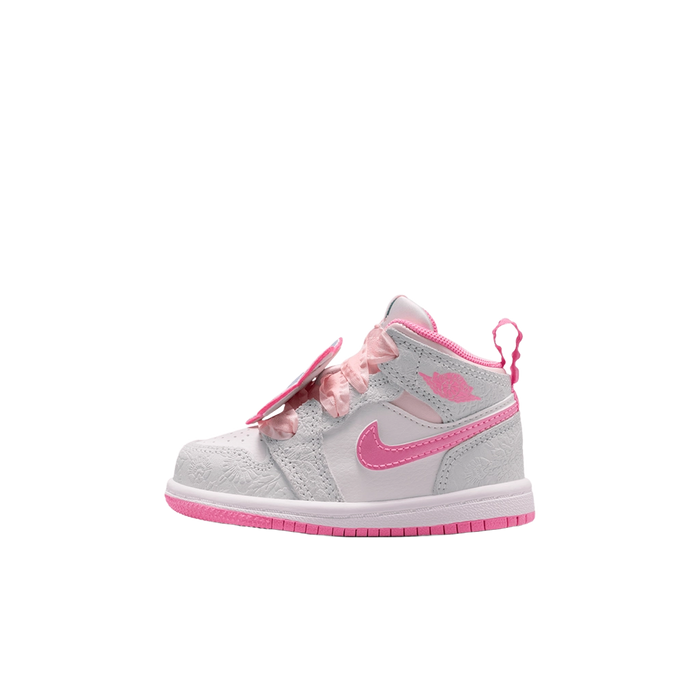 Nike Kids' Jordan 1 Mid Se Spring Flowers (Td) Shoes - Vast Grey / Pink Glow / Pearl Pink - Just For Sports