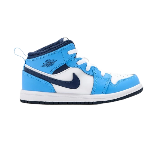Nike Kids' Jordan 1 Mid Shoes - University Blue / White / Sail / Midnight Navy - Just For Sports