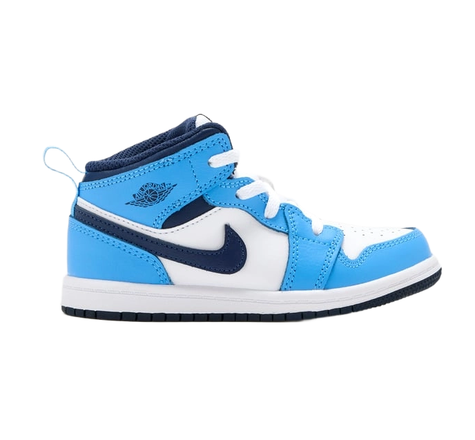 Nike Kids' Jordan 1 Mid Shoes - University Blue / White / Sail / Midnight Navy - Just For Sports
