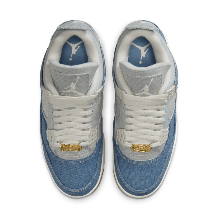 Nike Women's Air Jordan 4 Shoes - Sail / Gum Light Brown / Worn Blue / Sail / Metallic Gold - Just For Sports