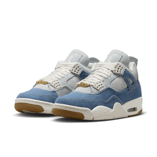 Nike Women's Air Jordan 4 Shoes - Sail / Gum Light Brown / Worn Blue / Sail / Metallic Gold - Just For Sports