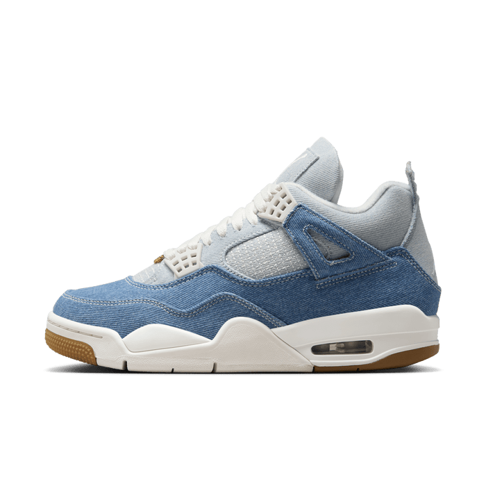 Nike Women's Air Jordan 4 Shoes - Sail / Gum Light Brown / Worn Blue / Sail / Metallic Gold - Just For Sports