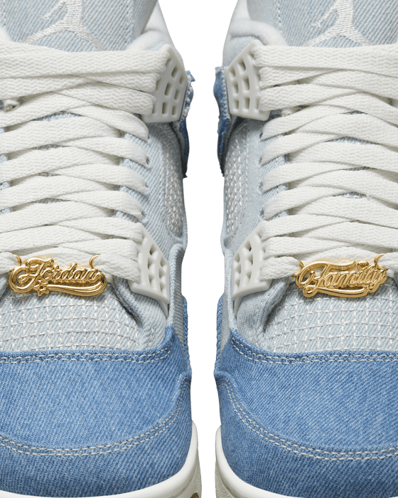 Nike Women's Air Jordan 4 Shoes - Sail / Gum Light Brown / Worn Blue / Sail / Metallic Gold - Just For Sports